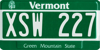 VT license plate XSW227