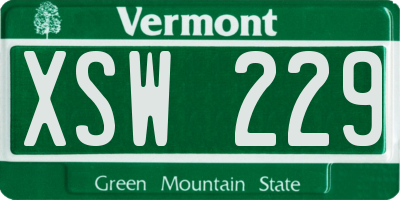 VT license plate XSW229
