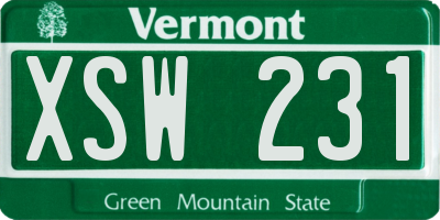 VT license plate XSW231