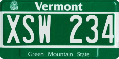 VT license plate XSW234