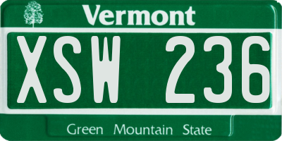 VT license plate XSW236
