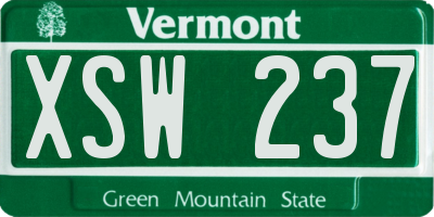 VT license plate XSW237