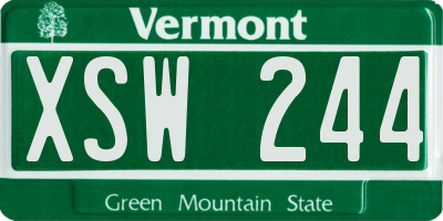 VT license plate XSW244