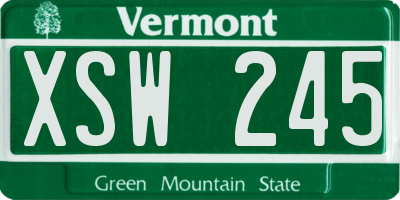VT license plate XSW245