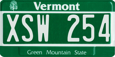VT license plate XSW254