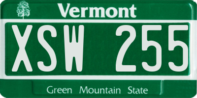 VT license plate XSW255