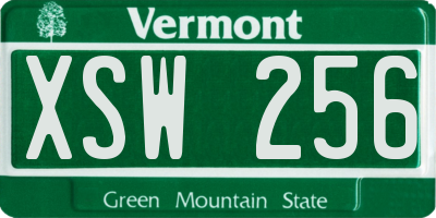 VT license plate XSW256