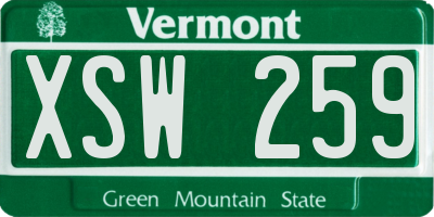 VT license plate XSW259