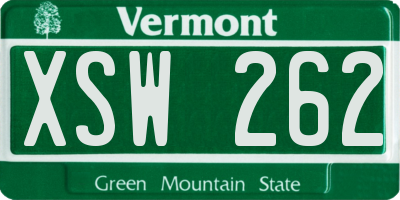 VT license plate XSW262