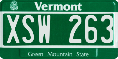 VT license plate XSW263