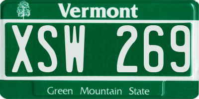 VT license plate XSW269