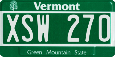 VT license plate XSW270