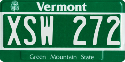 VT license plate XSW272
