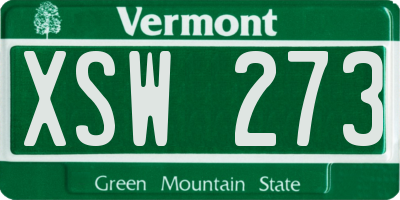 VT license plate XSW273