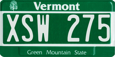 VT license plate XSW275