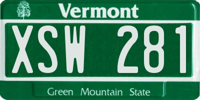 VT license plate XSW281