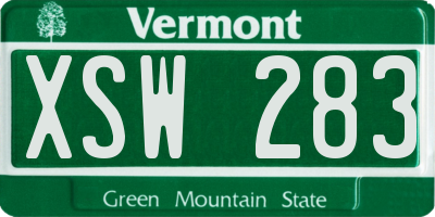 VT license plate XSW283