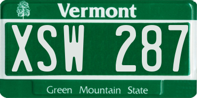 VT license plate XSW287