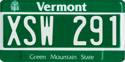 VT license plate XSW291