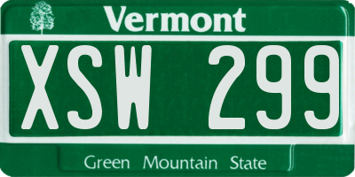 VT license plate XSW299