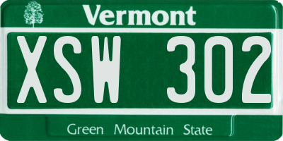 VT license plate XSW302