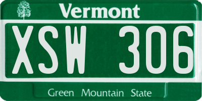 VT license plate XSW306