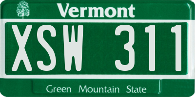 VT license plate XSW311
