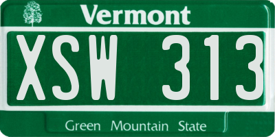 VT license plate XSW313
