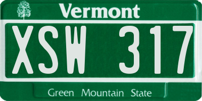 VT license plate XSW317