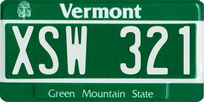 VT license plate XSW321