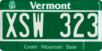 VT license plate XSW323