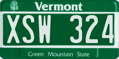 VT license plate XSW324