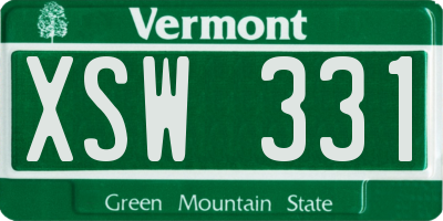 VT license plate XSW331