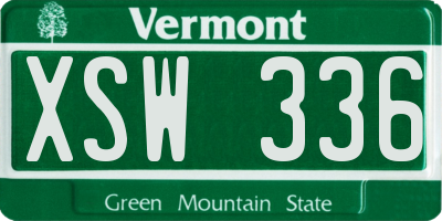 VT license plate XSW336