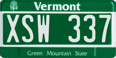VT license plate XSW337