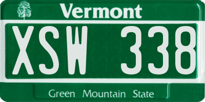 VT license plate XSW338