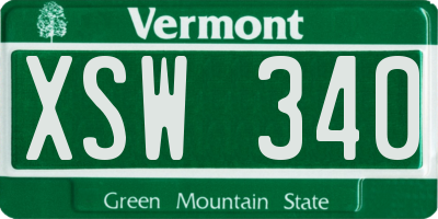 VT license plate XSW340