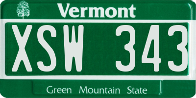 VT license plate XSW343