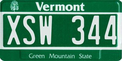 VT license plate XSW344
