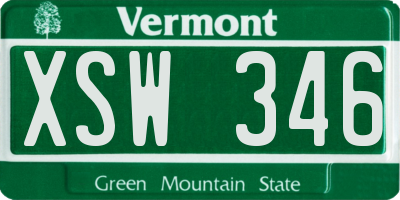 VT license plate XSW346