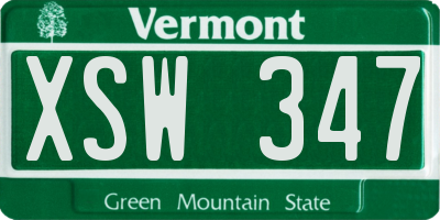 VT license plate XSW347