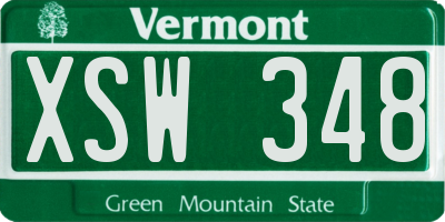 VT license plate XSW348