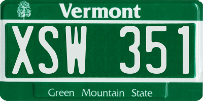 VT license plate XSW351