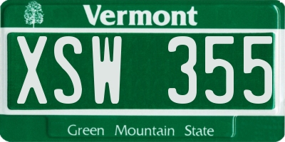 VT license plate XSW355