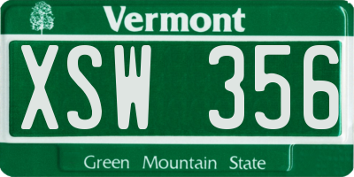 VT license plate XSW356