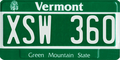 VT license plate XSW360