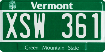 VT license plate XSW361