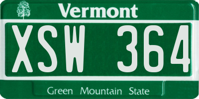 VT license plate XSW364