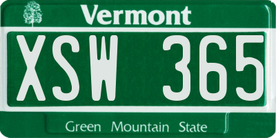 VT license plate XSW365