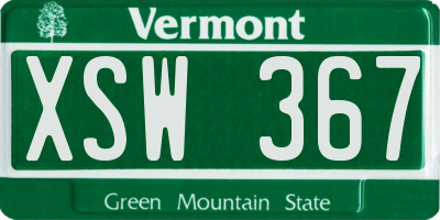 VT license plate XSW367